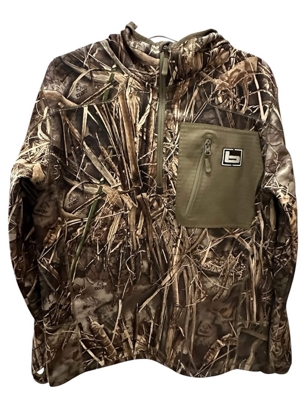 Banded Hooded Mid-Layer Fleece Pullover in Realtree Max 7 camouflage Large